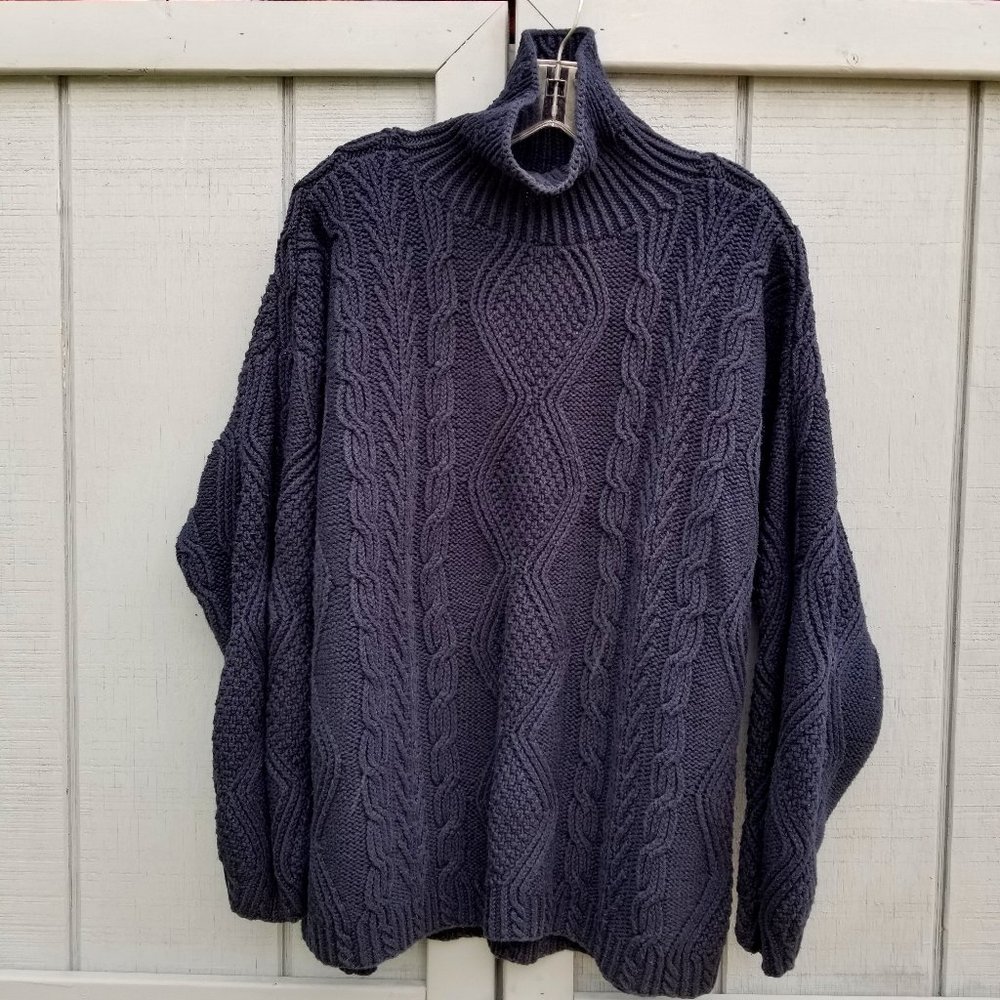 LL Bean Vintage Women's Signature Cotton Fisherman Turtleneck Sweater